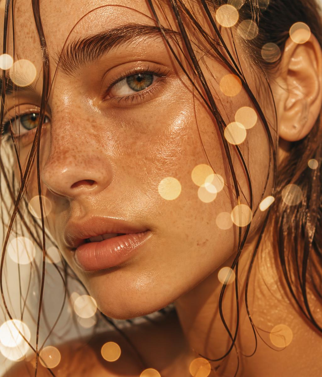 Close-up of a woman with clear, radiant skin after using ZURIÉ